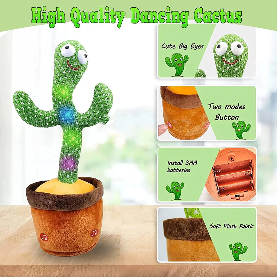 Dancing Cactus Plush Toy Doll Electronic Recording Shake With 120 Song Funny Gift US