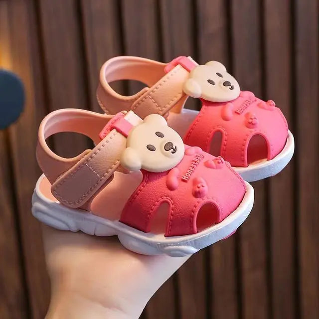 3D Bear Summer Sandals for Babies – Anti-Slip First-Step Shoes (Unisex)