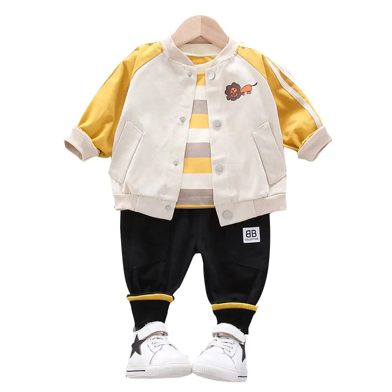 Kids' Cartoon Lion Long Sleeve Outfit - 3 Piece Set