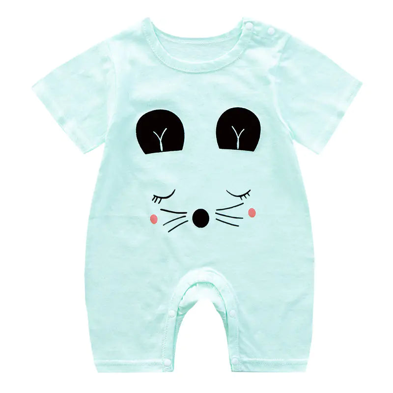 Cute Cartoon Printed Short Sleeve Baby Bodysuits