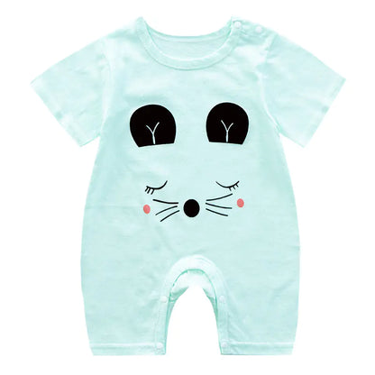 Cute Cartoon Printed Short Sleeve Baby Bodysuits