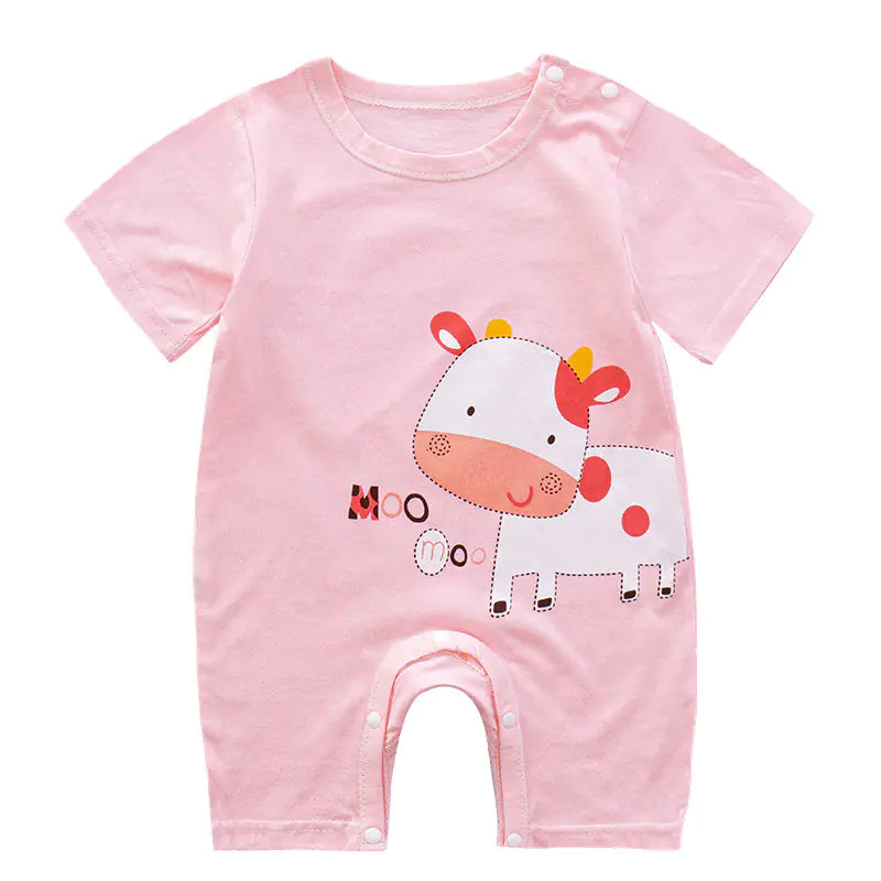 Cute Cartoon Printed Short Sleeve Baby Bodysuits