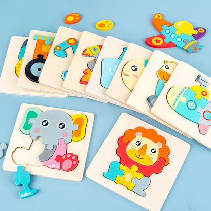 Children's Wooden Animal Puzzle for Cognitive Skills