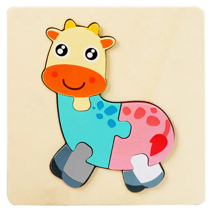 Children's Wooden Animal Puzzle for Cognitive Skills