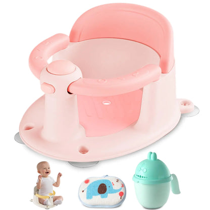 Trankerloop Baby Bath Seat Bath Seat for Baby 6 Month & up Baby Bath tub Seat with Suction Cups Non-Slip Detachable Pink