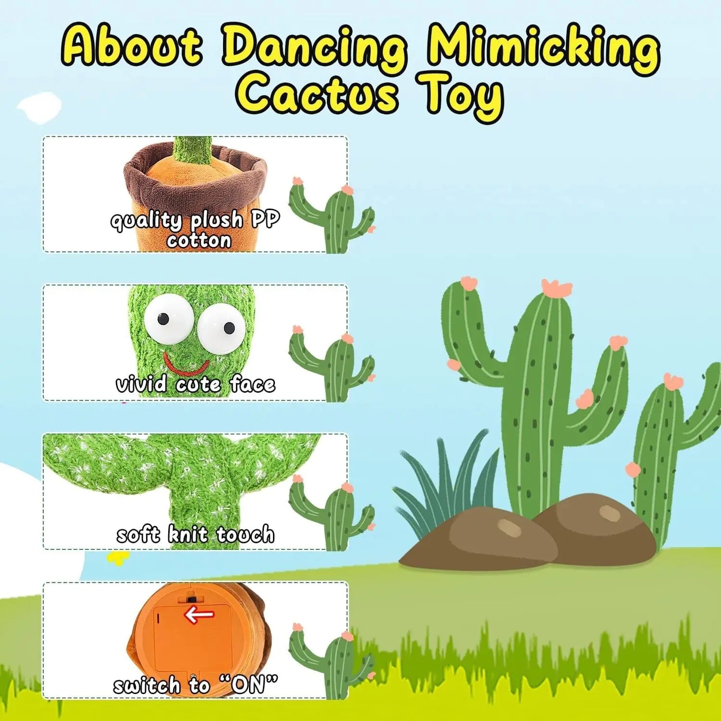 Dancing Cactus Plush Toy Doll Electronic Recording Shake With 120 Song Funny Gift US