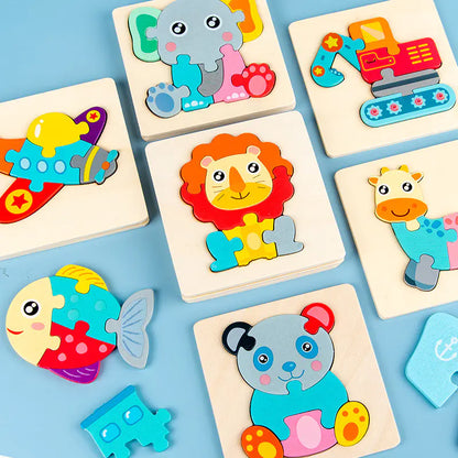 Children's Wooden Animal Puzzle for Cognitive Skills