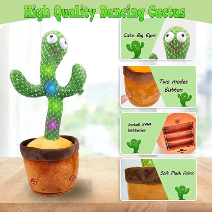 Dancing Cactus Plush Toy Doll Electronic Recording Shake With 120 Song Funny Gift US