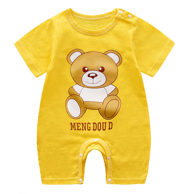Cute Cartoon Printed Short Sleeve Baby Bodysuits