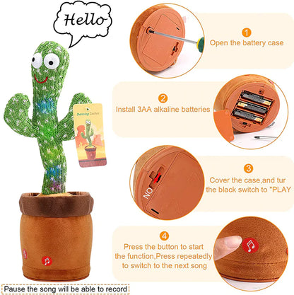 Dancing Cactus Plush Toy Doll Electronic Recording Shake With 120 Song Funny Gift US