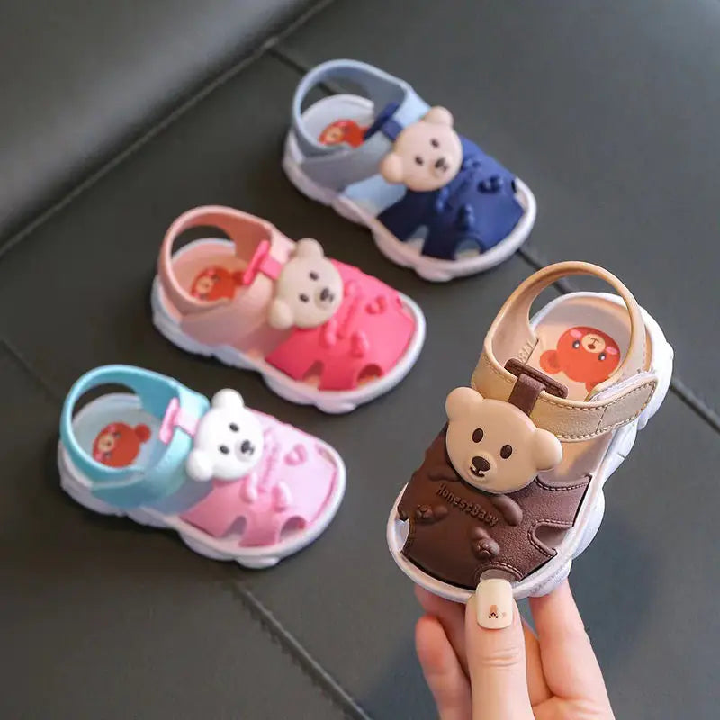 3D Bear Summer Sandals for Babies – Anti-Slip First-Step Shoes (Unisex)