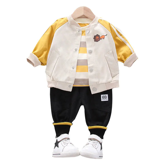 Kids' Cartoon Lion Long Sleeve Outfit - 3 Piece Set